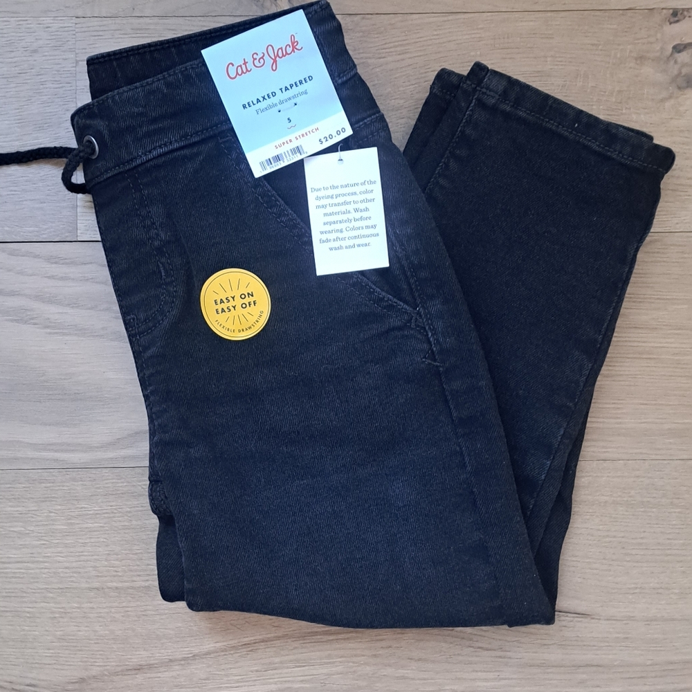CAT & JACK Boys Relaxed Tapered Black Jeans